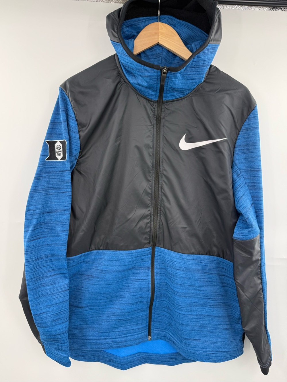 Nike Duke Blue Devils Basketball Dri-FIT Hooded Jacket Mens L Blue Black NCAA